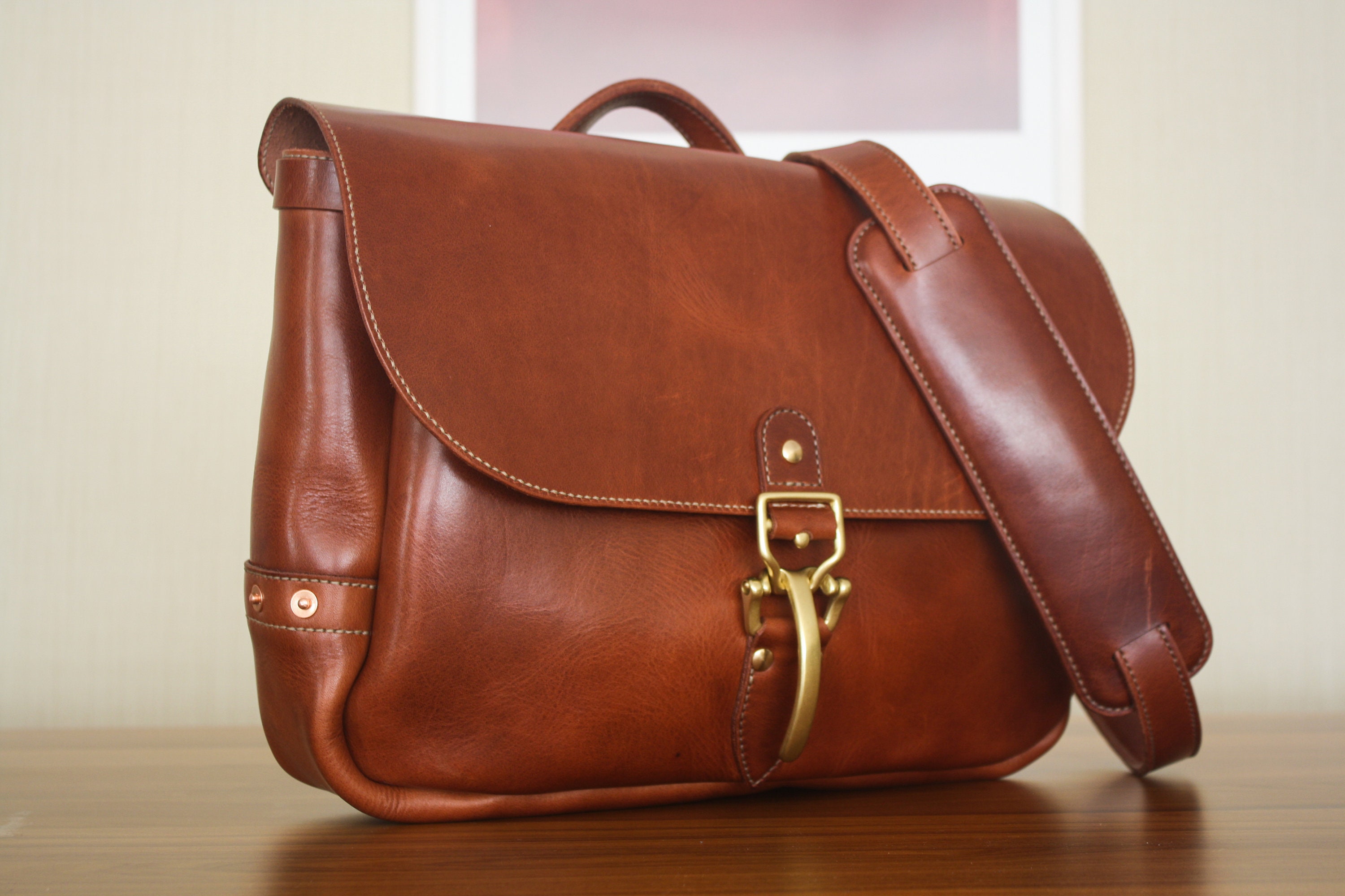 Leather Satchel, Messenger Bag. an Elegant Version of the Classical U.S