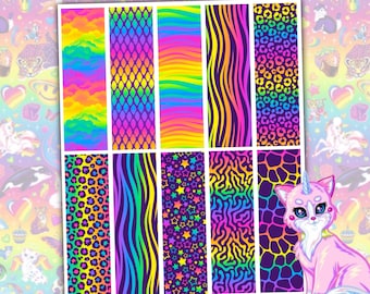 Enveloppes pour stylos - prêtes à imprimer et à découper, thème coloré des années 90