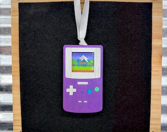 Handmade Retro Handheld Game Ornament, Tetris-Inspired Christmas Decor (3.25" Laser Cut)
