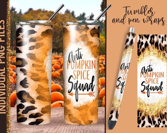 Wraps numériques anti-épice à la citrouille | Tumbler Wrap Sublimation PaperMate InkJoy Wraps - Vinyle ou Waterslide