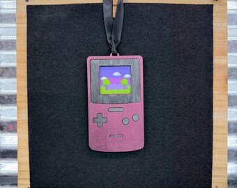 Handmade Retro Handheld Game Ornament, Tetris-Inspired Christmas Decor (3.25" Laser Cut)
