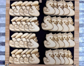 40pc DIY Duck Craft Kit, Cruise & Jeep Ducking Magnets, Unfinished Laser Engraved Wood Ducks, Color Your Own Party Favors