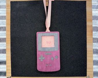 Handmade Retro Handheld Game Ornament, Tetris-Inspired Christmas Decor (3.25" Laser Cut)