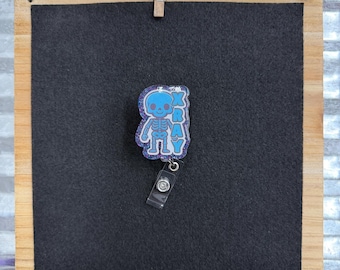 X-Ray Badge Reel, Radiology Tech ID Holder, Cute Skeleton Retractable Badge Clip, Xray Technician Gift, Rad Tech Accessory