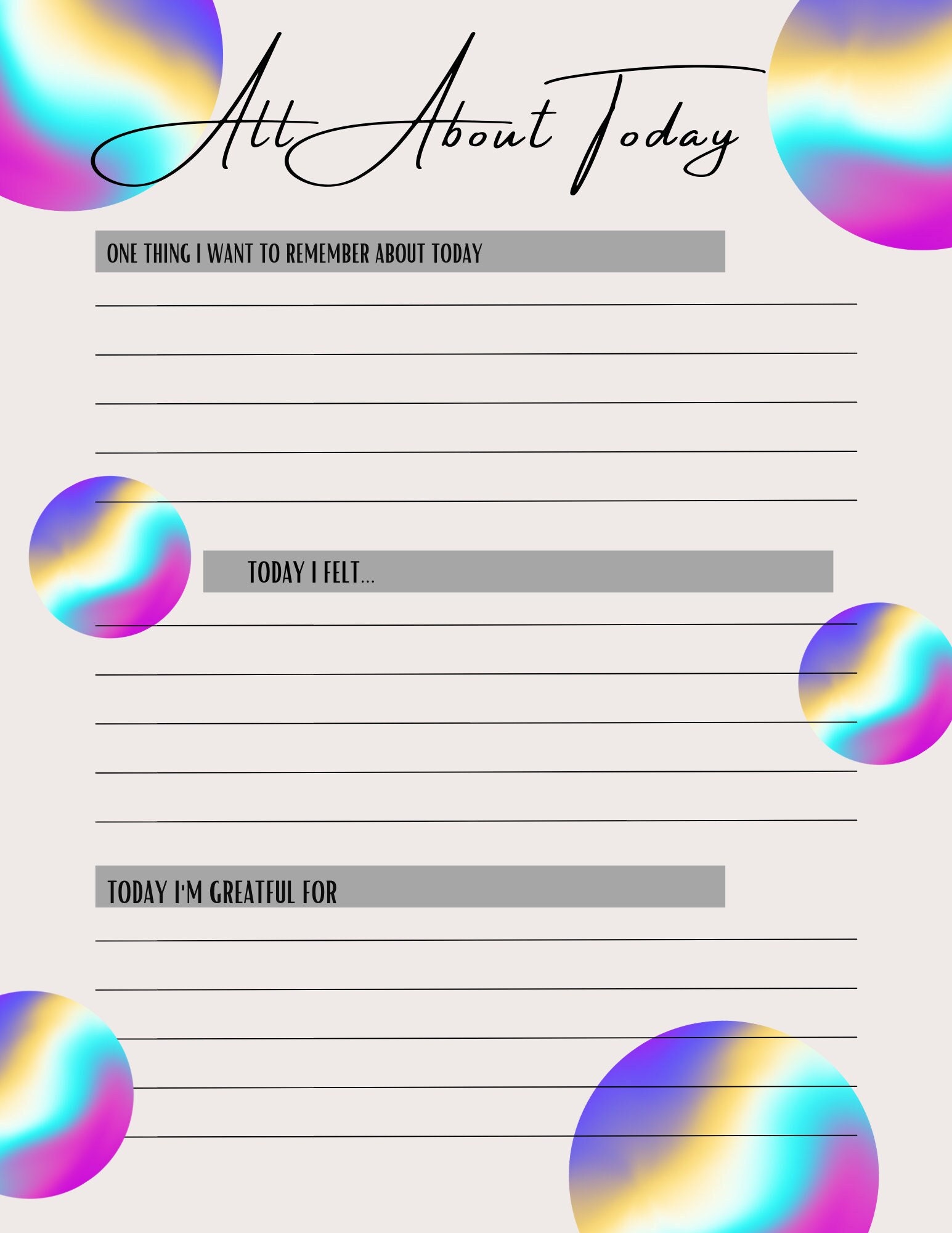 All About Me Printable Journal Page - Etsy