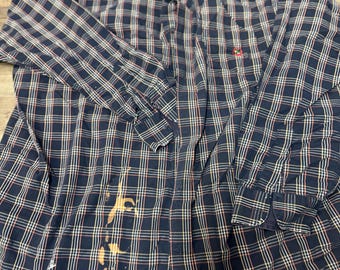 Vintage Duck Head Button Down Shirt Mens Plaid Long Sleeve XXL Y2K Stained Spot
