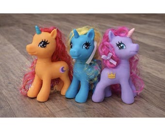 Vintage My Little Pony Fakie Unicorn Bundle Set of 3 China Pony Figures