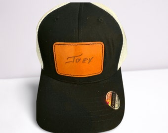 Baseball hat with leather patch