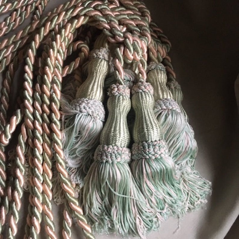 2 Paires de Cravates Vintage Français Rideaux Soie Dans Des Couleurs Pastel Romantiques Subtilement