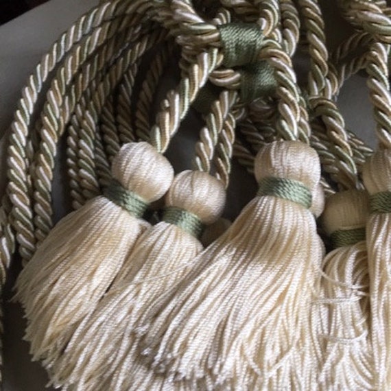 3 Paires de Tiebacks Français Rideaux Soie Vintage Aux Couleurs Pastel Romantiques Subtilement Mélan