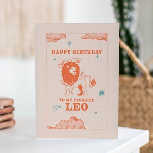 Löwe Geburtstagskarte Retro Sternzeichen Löwe Personalisierte Karte Happy Birthday Card Meine Lieblings-Sternzeichen Löwe Geburtstagskarte Freund Geburtstagskarte