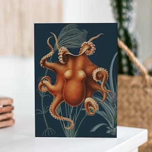 Under the Sea Greeting Cards Set of 3, Vintage Sea Creature, Nautical Stationery, Octopus Note Cards, Ocean Wedding Thank Yous