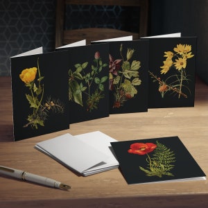 Lot de 5 cartes Fleurs de la forêt sombre Cartes de remerciement Fairycore Things Witchy Things Papeterie gothique Dark Academia Mariage de sorcières (paquet de 5)