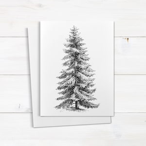 Cartão de Natal de pinheiro, papelaria de Natal, cartões de Natal minimalistas, conjunto de cartões de Natal em branco A2 (QTY 10)
