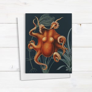Under the Sea Greeting Cards Set of 10, Vintage Sea Creature, Nautical Stationery, Octopus Note Cards, Ocean Wedding Thank Yous A2 (QTY 10)