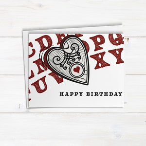 Spirit Board Planchette Verjaardagskaart Gothic Happy Birthday hartkaart Witchy Esthetic Notitiekaart Goth-verjaardagskaart Spirit Communication