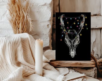 Festive Skull Horror Christmas Card Creepy Holiday Cards for a Spooky Christmas Goth Single Christmas Card