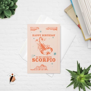 Scorpio Birthday Card Scorpio Retro Zodiac Sign Custom Card Happy Birthday Card My Favorite Scorpio Zodiac Sign Card Friend Birthday Card