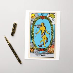 The World Tarot Card Goth Papelería Tarjeta de Cumpleaños - Regalo brujo para los amantes del Tarot, Dark Fairycore, Tarjeta única