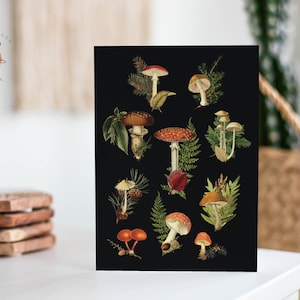 Cartes collage champignon forêt sombre, Cartes papillon de nuit, Choses sorcières, Cartes de remerciement, Dark Academia, Papeterie gothique, Mariage sorcière A7 (QTÉ 10)