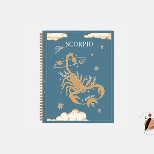 Scorpio Zodiac Journal Large Hardcover Spiral Wellness Witchy Notebook Gratitude Journal 8.5 x 11