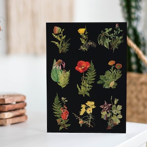 Cartes de collage fleurs forêt sombre, cartes florales, choses sorcières, cartes de remerciement, Dark Academia, papeterie gothique, mariage sorcière A2 (QTÉ 10)