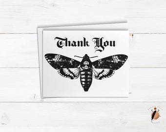 Death's Head Moth Bedankkaarten Goth Stationery Witchy Wedding Cards A2 (QTY 10)