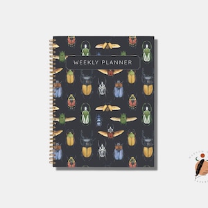 Watercolor Insect Undated Weekly Planner Minimalist Productivity Planner Journal Hardcover Spiral Planner 8.5 x 11
