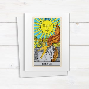 Carta de tarô The Sun, papelaria gótica - cartão de aniversário Dark Academia, presente de bruxa para amantes de tarô, Dark Fairycore, cartão único