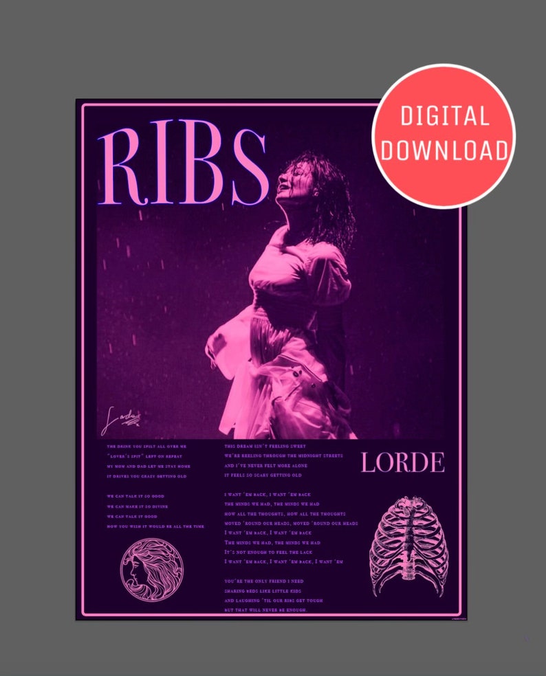 Ribs Song Lorde Poster DIGITAL DOWNLOAD ONLY Etsy