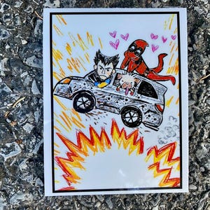 Deadpool Wolverine and Dogpool BFF Sticker