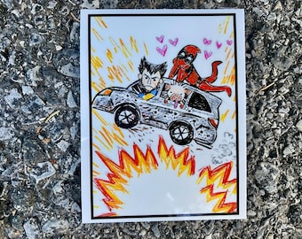 Deadpool Wolverine and Dogpool BFF Sticker