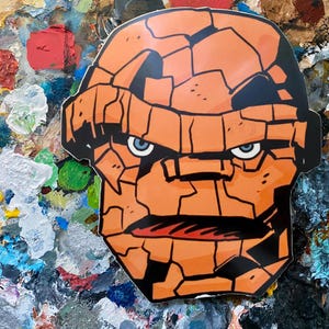 Thing Face Fantastic Four wooden Comic Corner Art