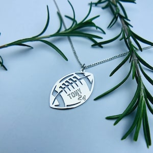 Personalized American Football Necklace, Football Necklace, Football Player Gift, Sports Teams Jewelry, Team Gift, Name And Number Necklace