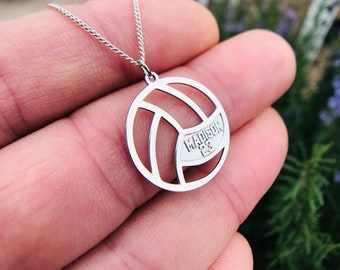 Sterling Silver Volleyball Necklace: Personalized Sport Jewelry Gift