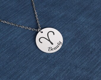 925 Sterling Silver Zodiac Necklace, Aries Necklace, Astrology Necklace, Personalized Aries Necklace, Birthday Gift, Christmas Gifts