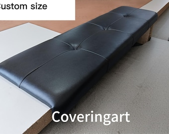 Personalized Faux Leather Tufted Cushion, Bench Cushion, Custom Size