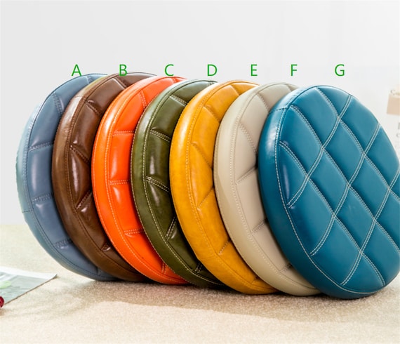 Personalize Round Leather Seat Cushion custom Made Faux Leather Cushion Round Seat Pad for Dinning Chair Faux Leather Seat Pad for Stool Etsy