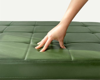 Personalized Faux Leather Tufted Cushion, Custom Bench Seat