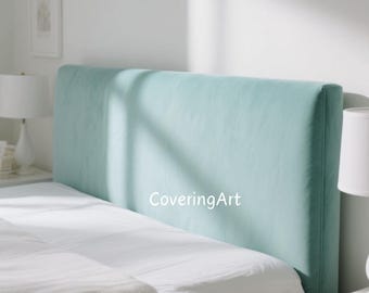 Custom headboard cover, stretch bed headboard covering, velvet cover for bed headboard, water green haedboard protector, headboard slipcover