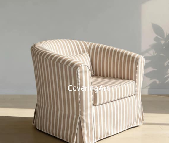 IKEA TULLSTA Single Chair Cover -light Khaki Stripes Couch Cover