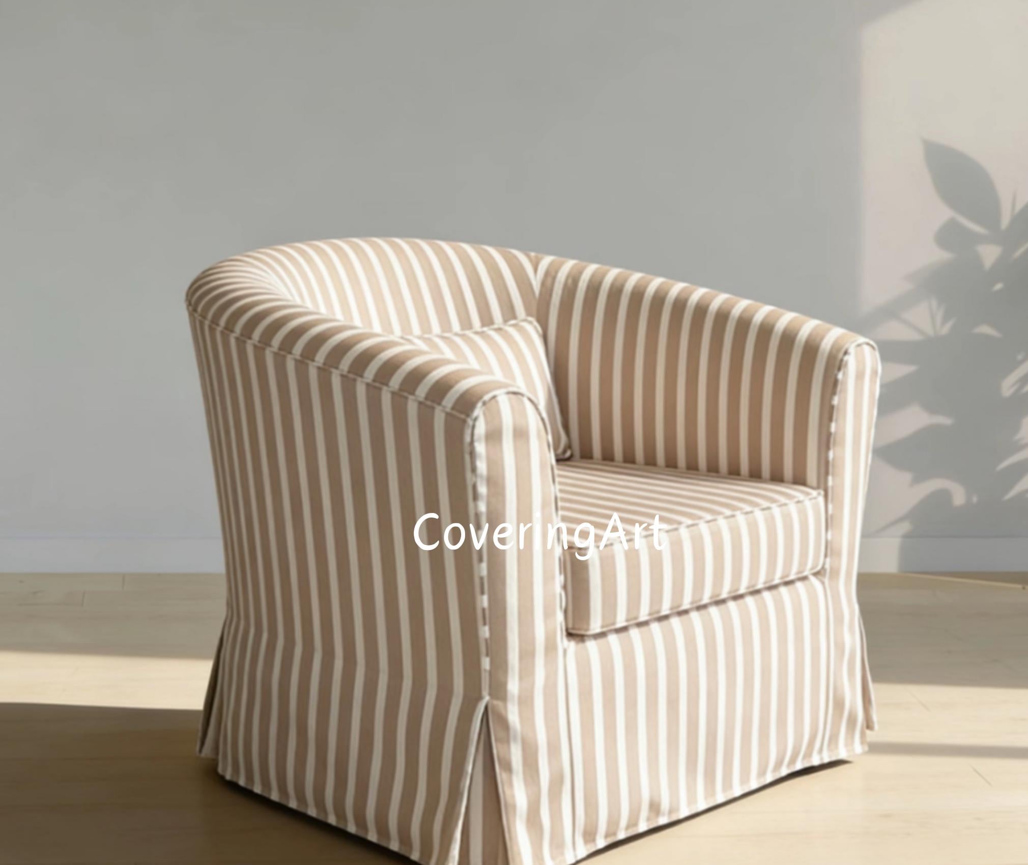 IKEA TULLSTA Single Chair Cover -light Khaki Stripes Couch Cover