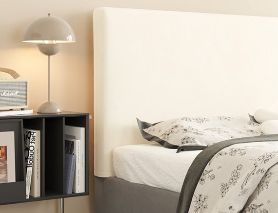 Fodera Elasticizzata Per Testiera Letto – Copritestiera Universale In Cotone 95% Poliestere 5% Elastan, Colore Crema, Misure Da 190 A 210 Cm