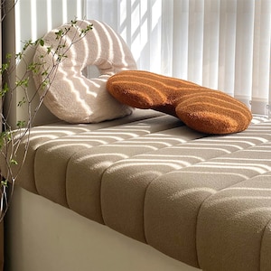 Channel stitching fleece window seat cushion - custom made window seat cushion - bench cushion creamy
