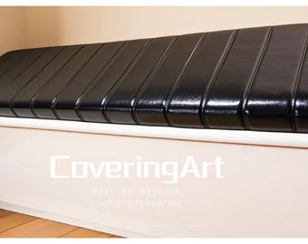 Custom Tufted Faux Leather Bench Cushion, Window Seat Pad