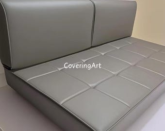 Custom Tufted Faux Leather Bench Cushion, Cafe Nook Cushion