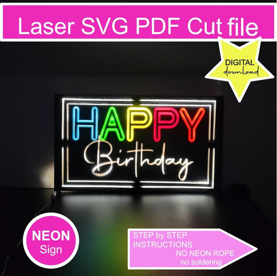NEON Sign Digital Laser Ready Cut File Mdf acrylic SVF PDF Etsy