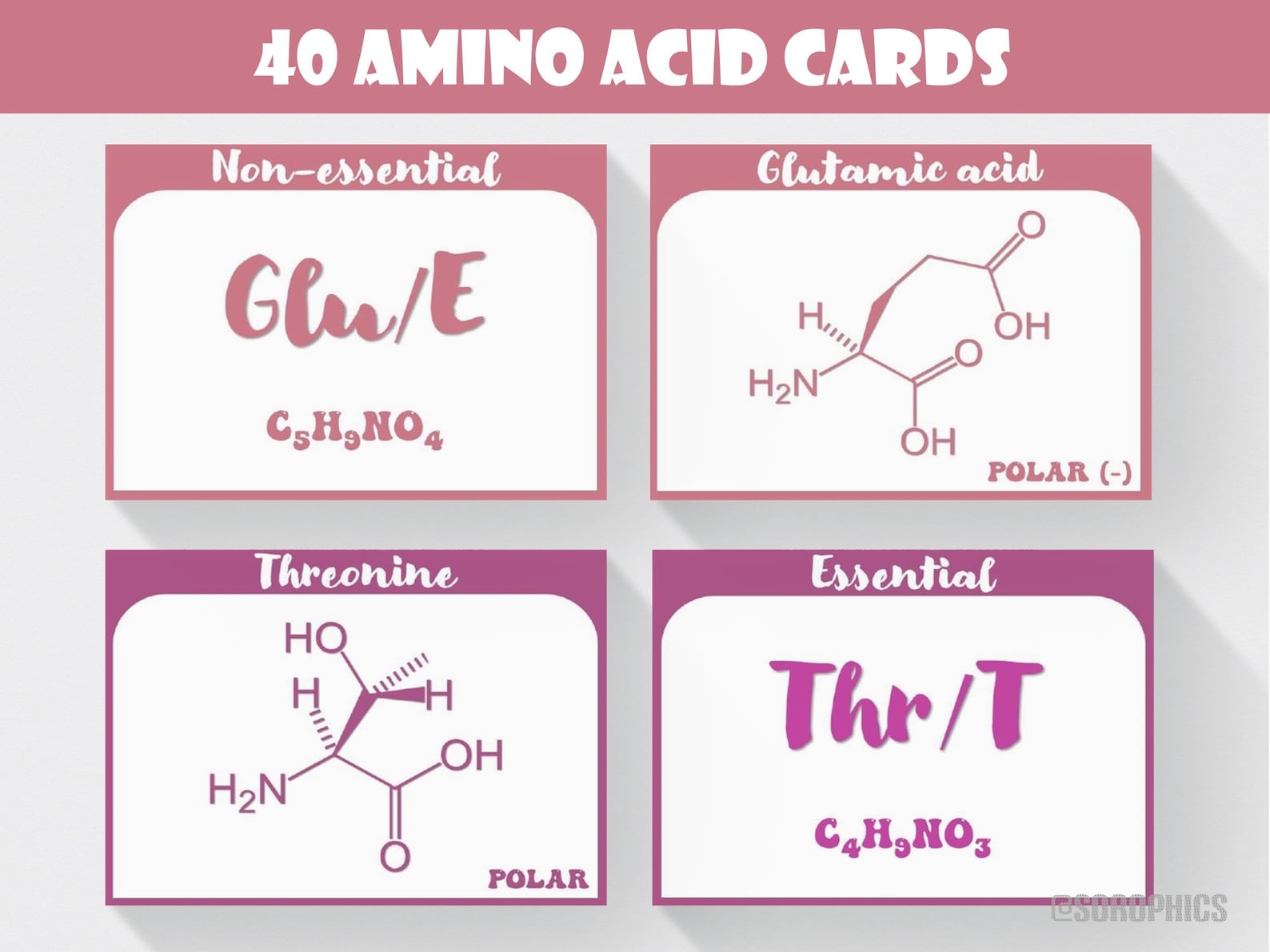 Organic Chemistry Flashcards, Printable Chemistry Flashcards, Amino