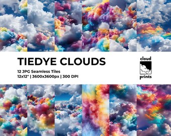 TieDye Clouds Digital Paper - Seamless High Resolution Boho-Chic Patterns for Crafters - Instant Download Image - Bohemian Fashion Designs