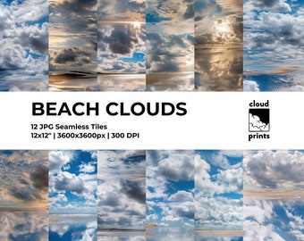 Strand Wolken nahtlose digitale Papier Pack, Instant Download